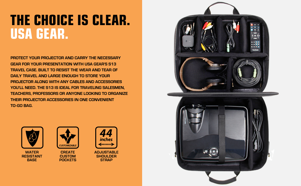 Large Projector Carrying Bag With Multiple Pockets - Waterproof Case With Adjustable Strap
