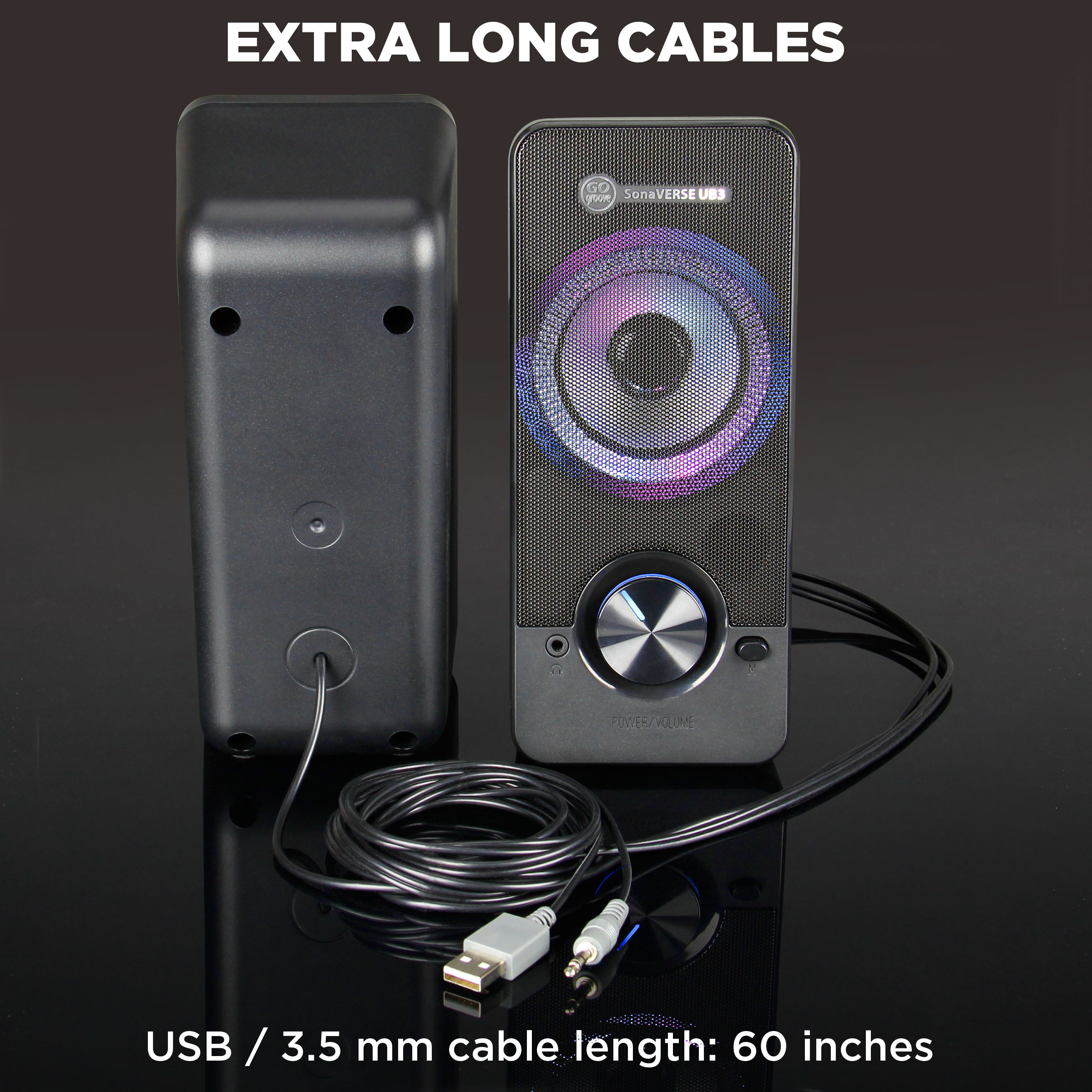 Altavoces LED para computadora de escritorio y portátil - Alimentación USB con controladores de 2,5 pulgadas - Imagen 7 de 9