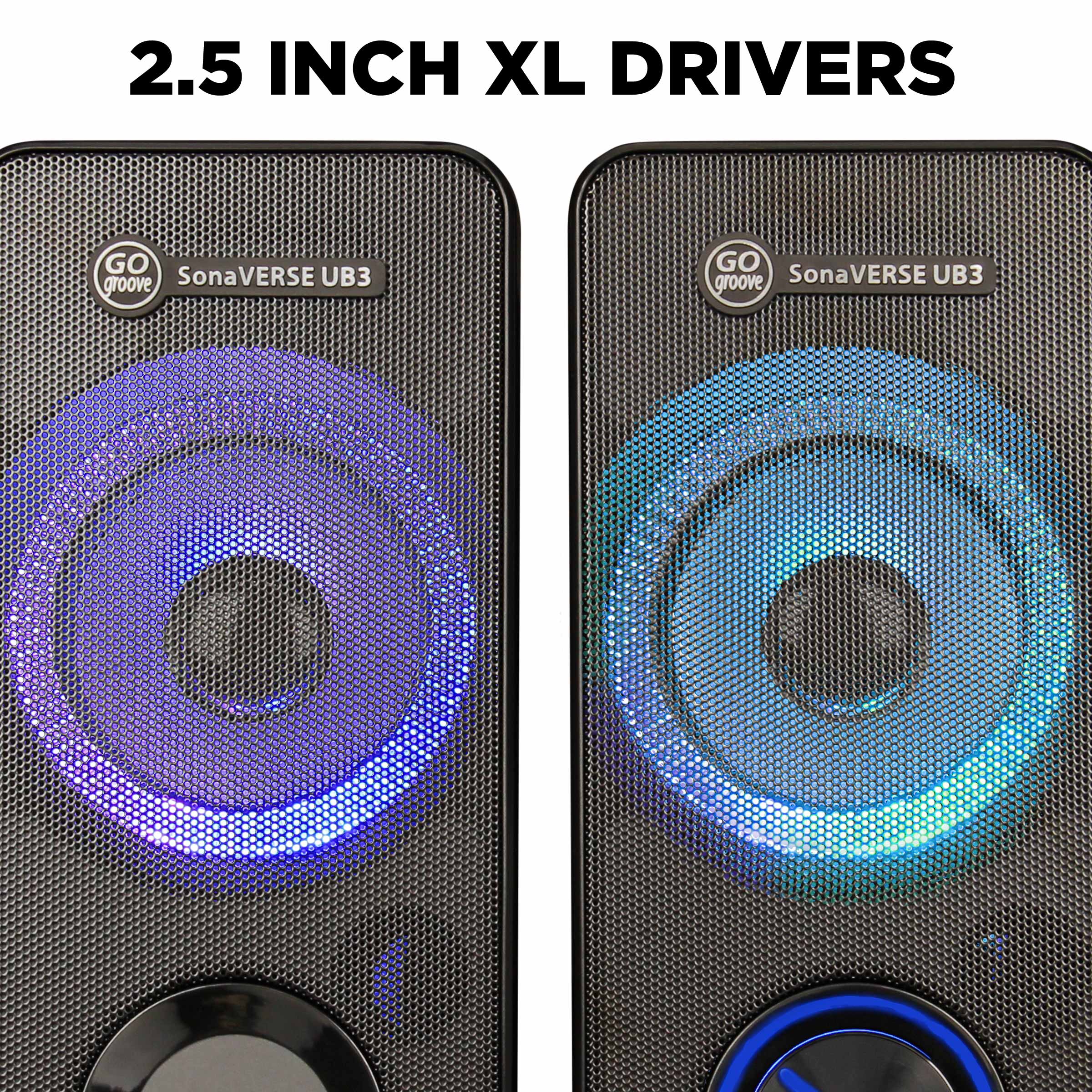 Altavoces LED para computadora de escritorio y portátil - Alimentación USB con controladores de 2,5 pulgadas - Imagen 8 de 9